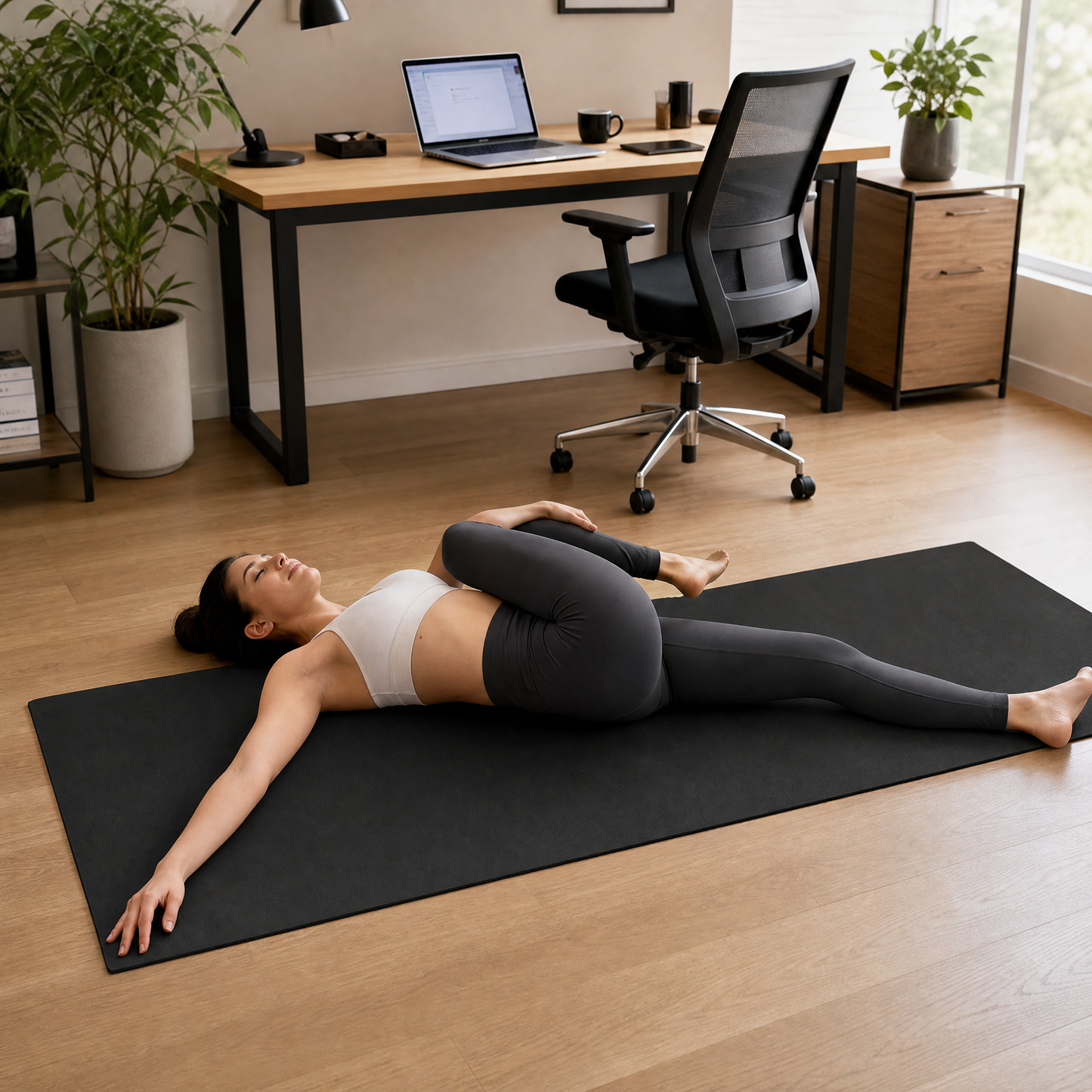 Fitness Essential | Premium Non-Slip Yoga Mat | Home & Studio Training | For Active Lifestyles | Sleek Black Finish