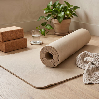 Wellness Lifestyle Essential | Premium Non-Slip Yoga Mat | Home & Studio Exercise | For Yoga Lovers | Elegant Sand Beige Design
