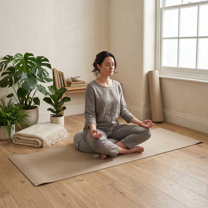Wellness Lifestyle Essential | Premium Non-Slip Yoga Mat | Home & Studio Exercise | For Yoga Lovers | Elegant Sand Beige Design