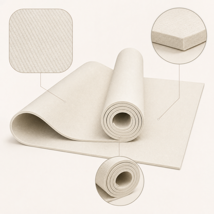 Wellness Essential | Premium Non-Slip Yoga Mat | Home & Studio Practice | For Yoga Enthusiasts | Elegant Ivory Minimalist Design