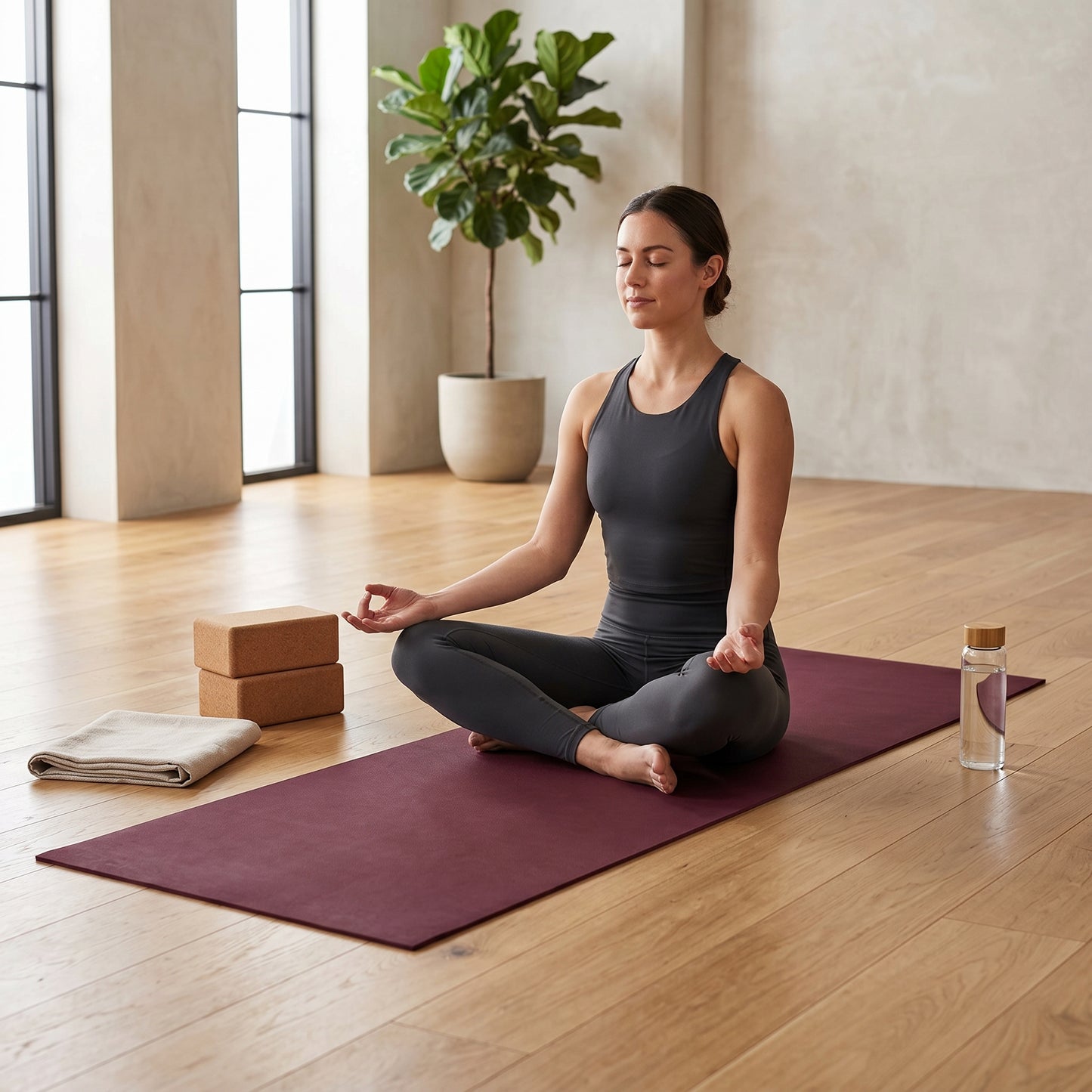 Premium Wellness Choice | Non-Slip Yoga Mat | Home & Studio Fitness | For Yoga Enthusiasts | Elegant Burgundy Finish