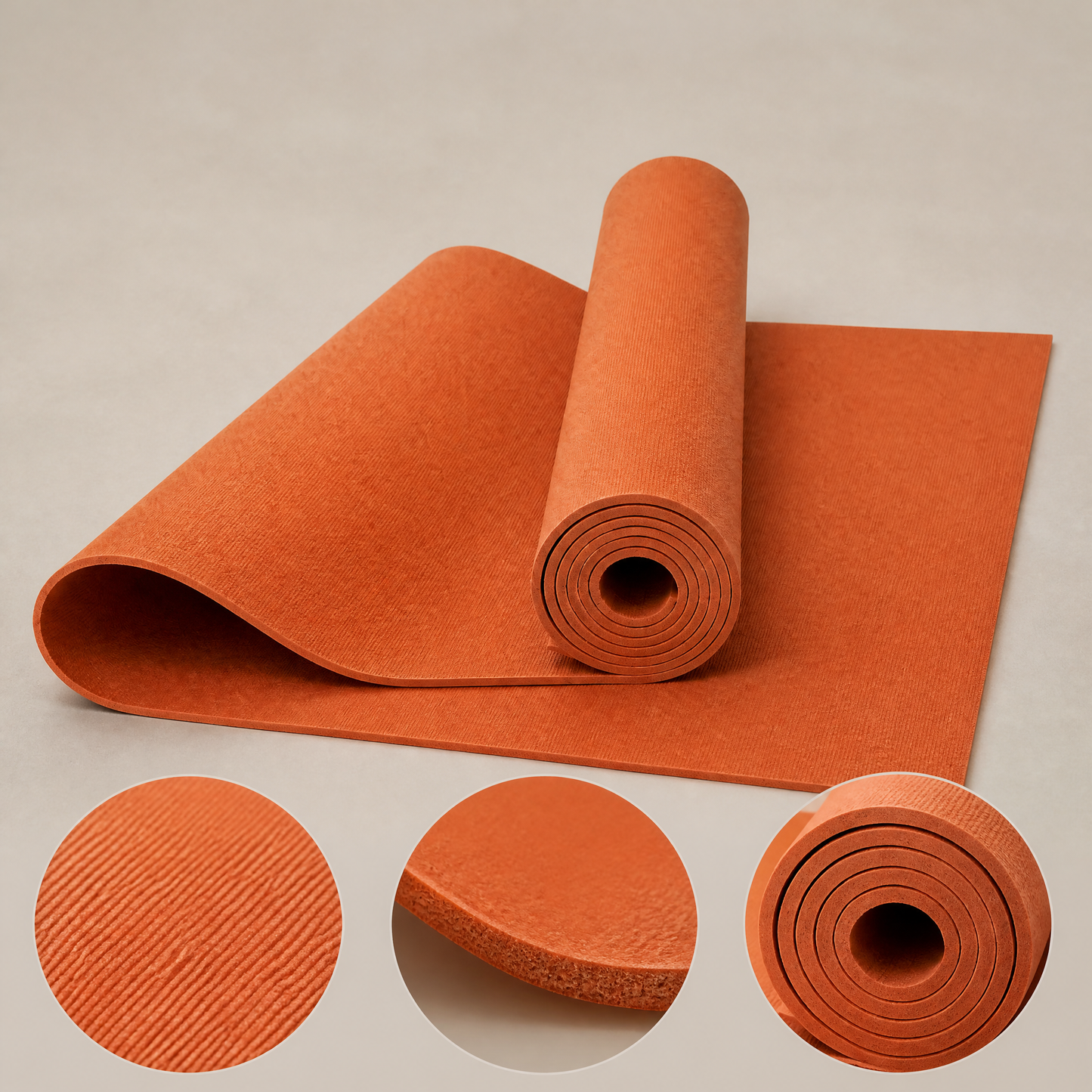 Energy Boost Essential | Premium Non-Slip Yoga Mat | Home & Studio Workouts | For Active Lifestyles | Vibrant Terracotta Orange Design