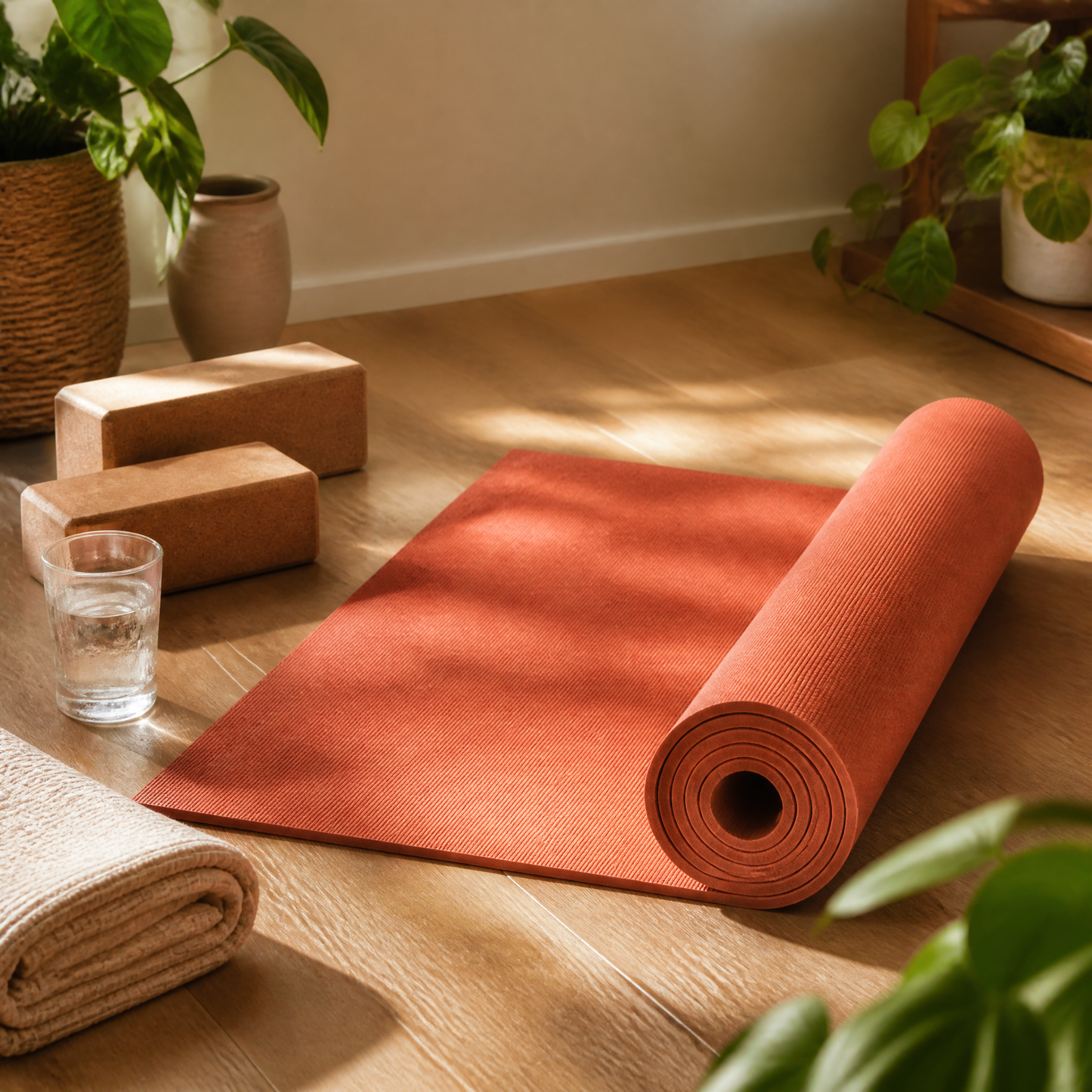 Energy Boost Essential | Premium Non-Slip Yoga Mat | Home & Studio Workouts | For Active Lifestyles | Vibrant Terracotta Orange Design