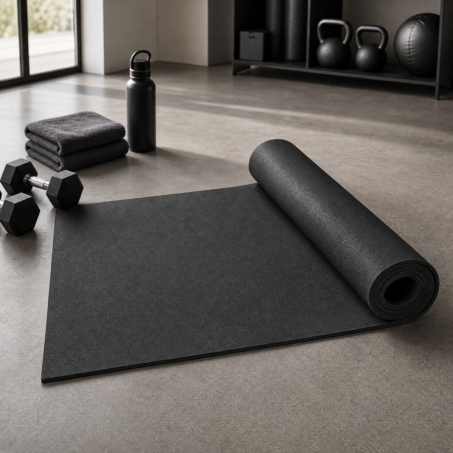 Fitness Essential | Premium Non-Slip Yoga Mat | Home & Studio Training | For Active Lifestyles | Sleek Black Finish