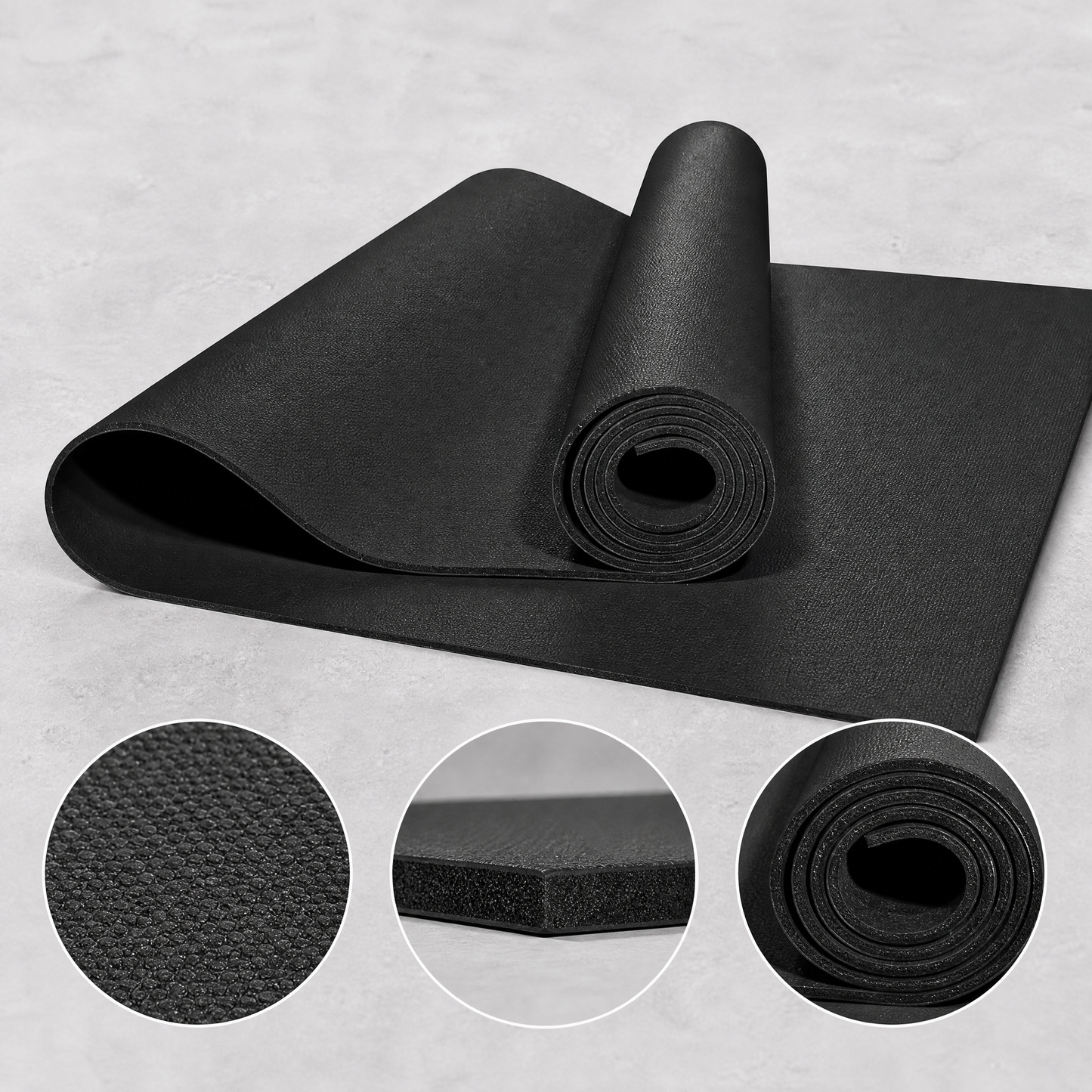 Fitness Essential | Premium Non-Slip Yoga Mat | Home & Studio Training | For Active Lifestyles | Sleek Black Finish
