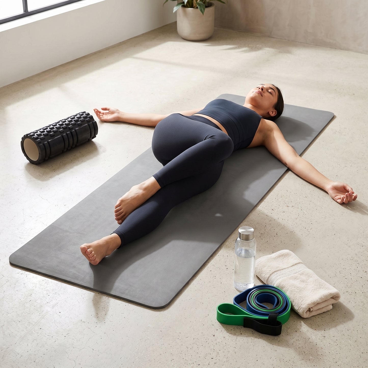 Wellness Essential | Premium Non-Slip Yoga Mat | Home & Studio Practice | For Active Lifestyles | Modern Gray Finish