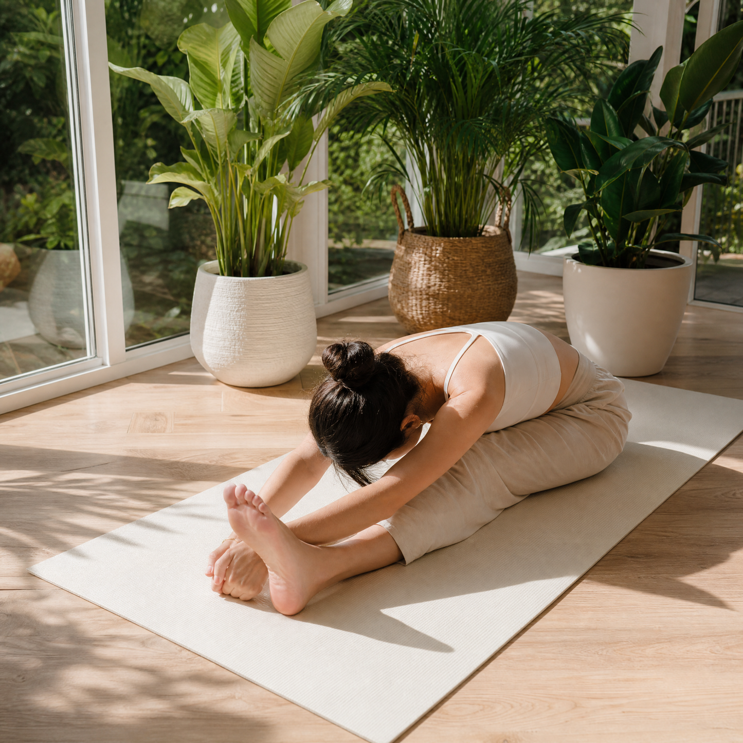 Wellness Essential | Premium Non-Slip Yoga Mat | Home & Studio Practice | For Yoga Enthusiasts | Elegant Ivory Minimalist Design