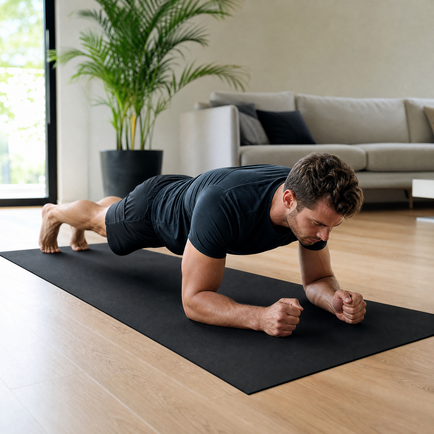 Fitness Essential | Premium Non-Slip Yoga Mat | Home & Studio Training | For Active Lifestyles | Sleek Black Finish