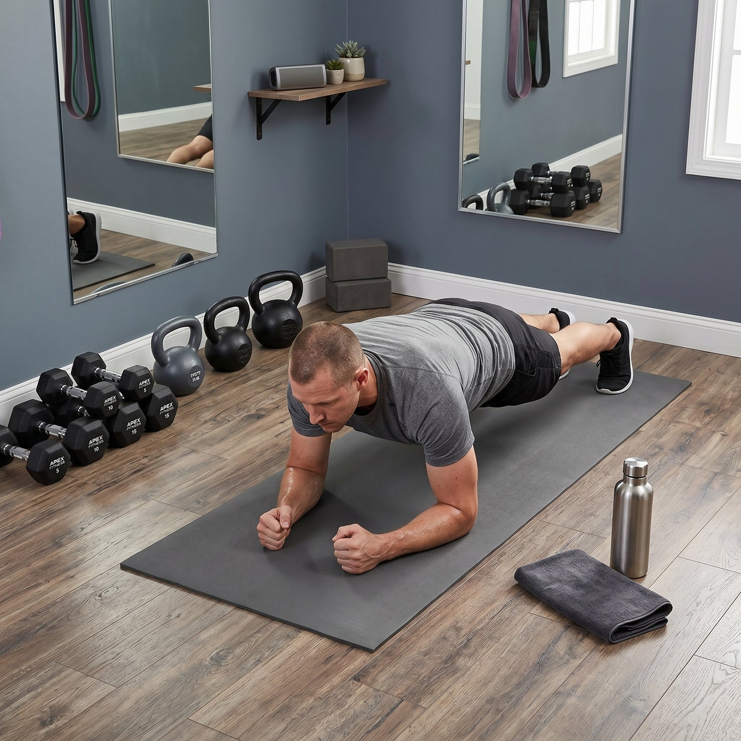 Wellness Essential | Premium Non-Slip Yoga Mat | Home & Studio Practice | For Active Lifestyles | Modern Gray Finish